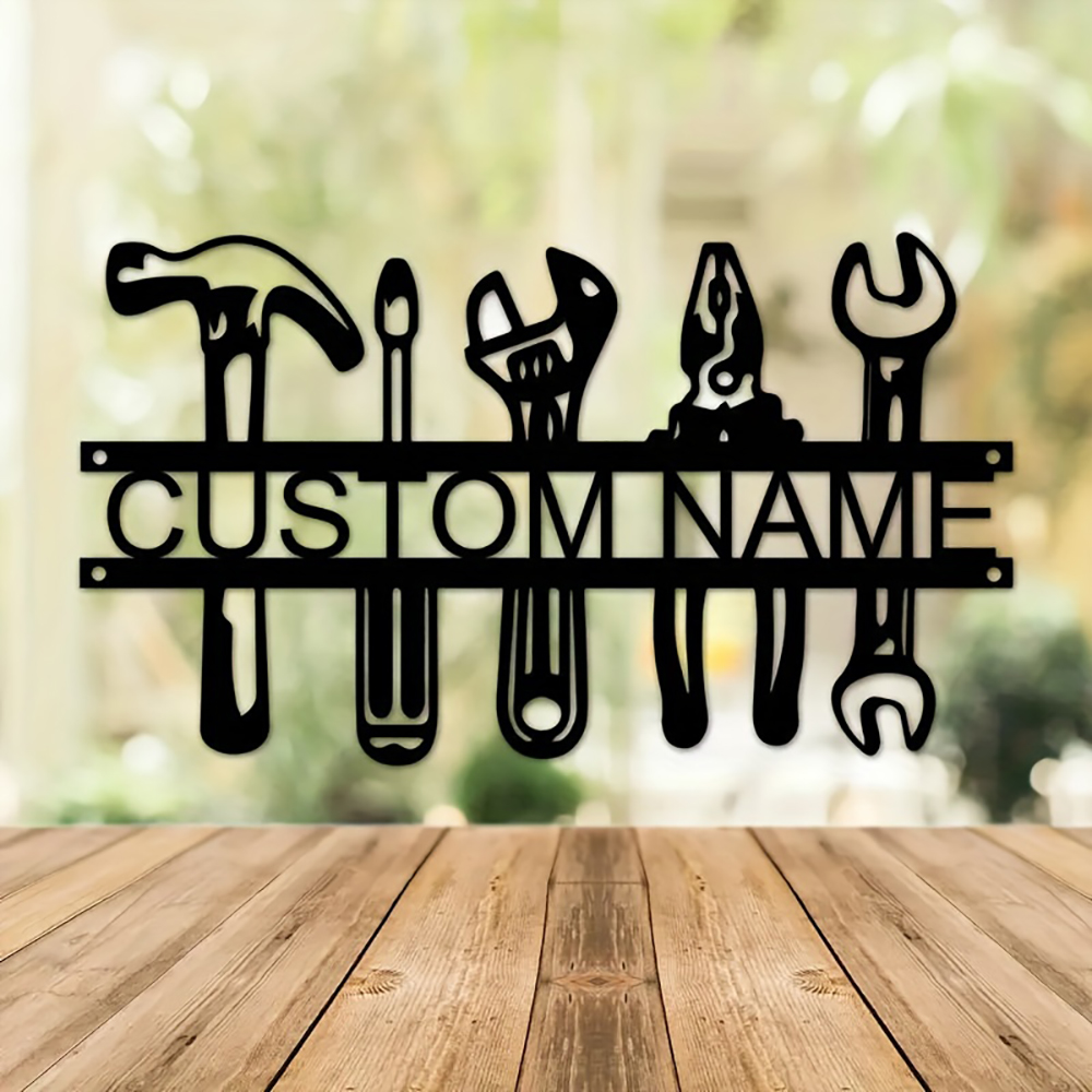 Workshop Tools And Names - Nome personalizado estilo industrial ferro arte