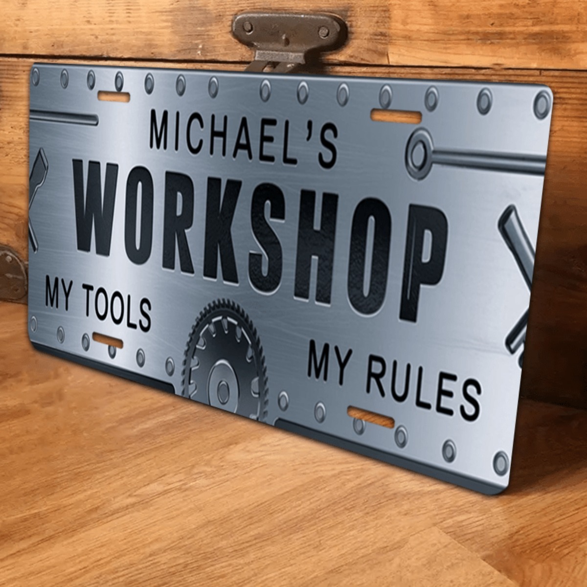 Workshop Tools And Names - Placa de Alumínio Personalizada com Nome