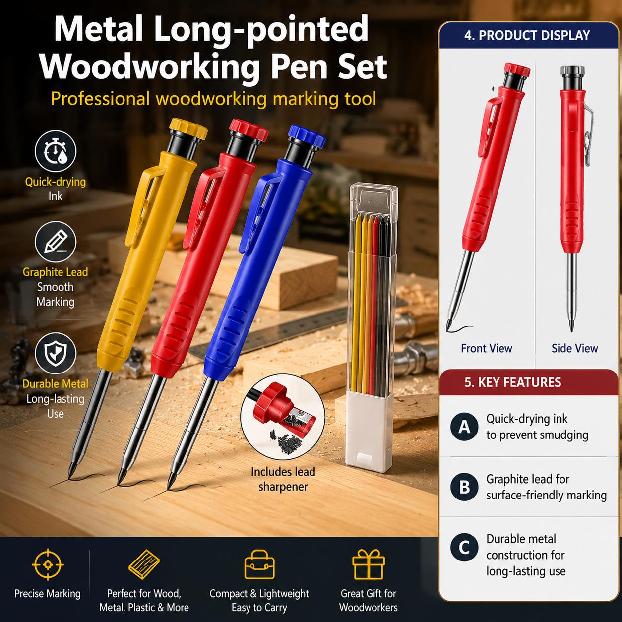 Workshop Marking Tools - Kit de Lápis Mecânico de Ponta