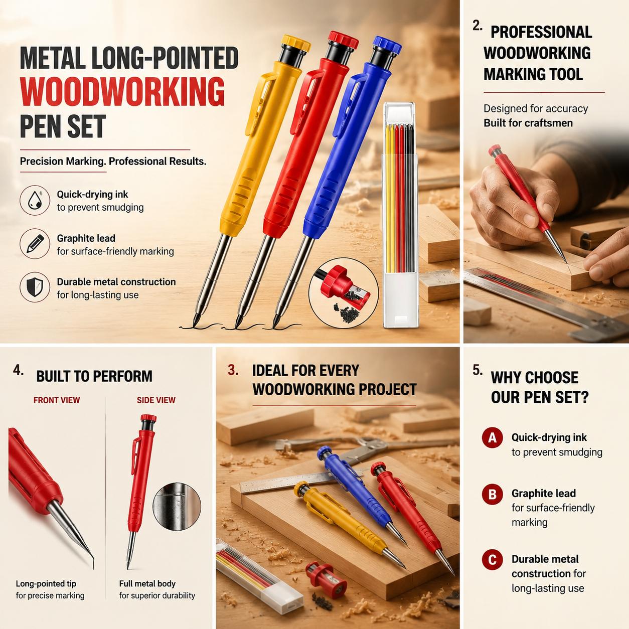 Workshop Tools Engineering - Lápis Profissional de Metal com Ponta