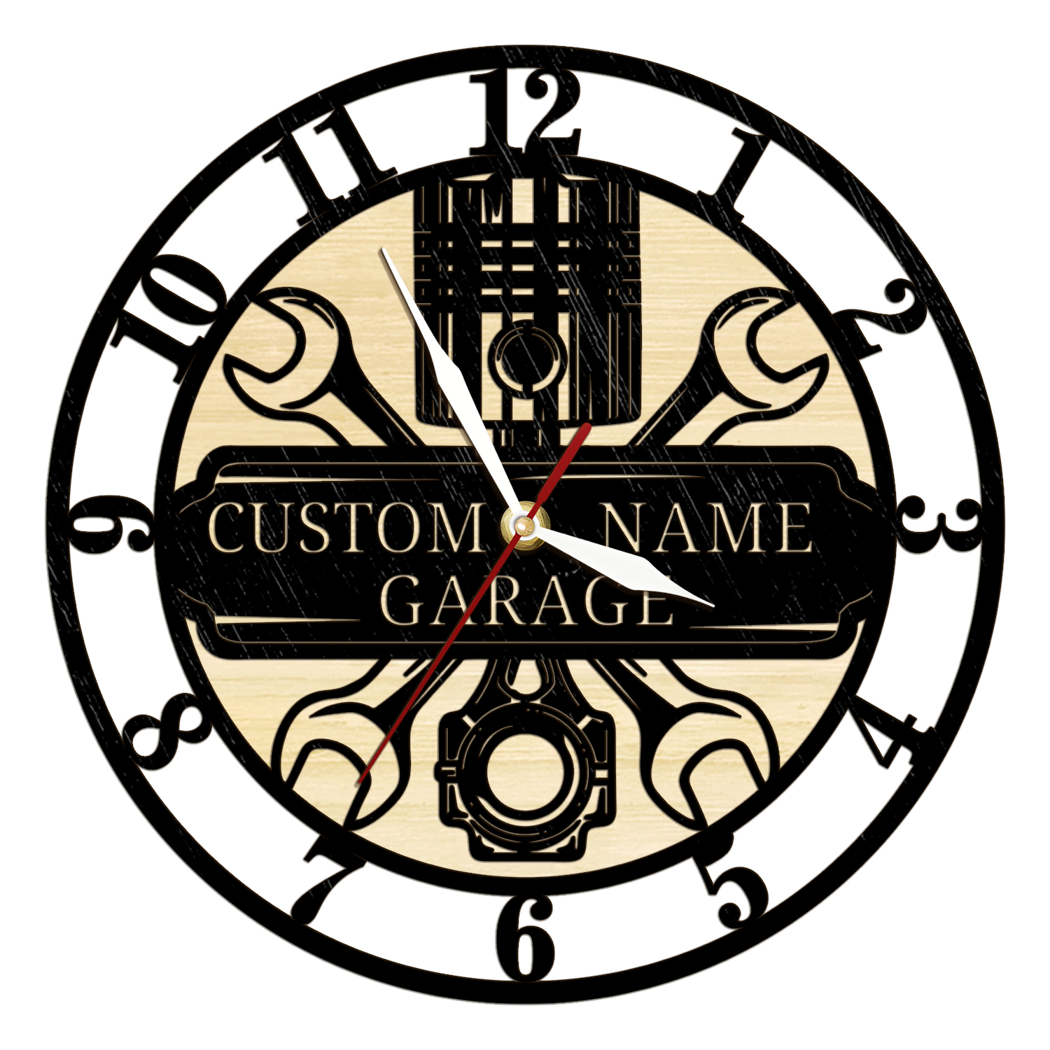Workshop Tools And Names - Relógio de Parede de Madeira Personalizado