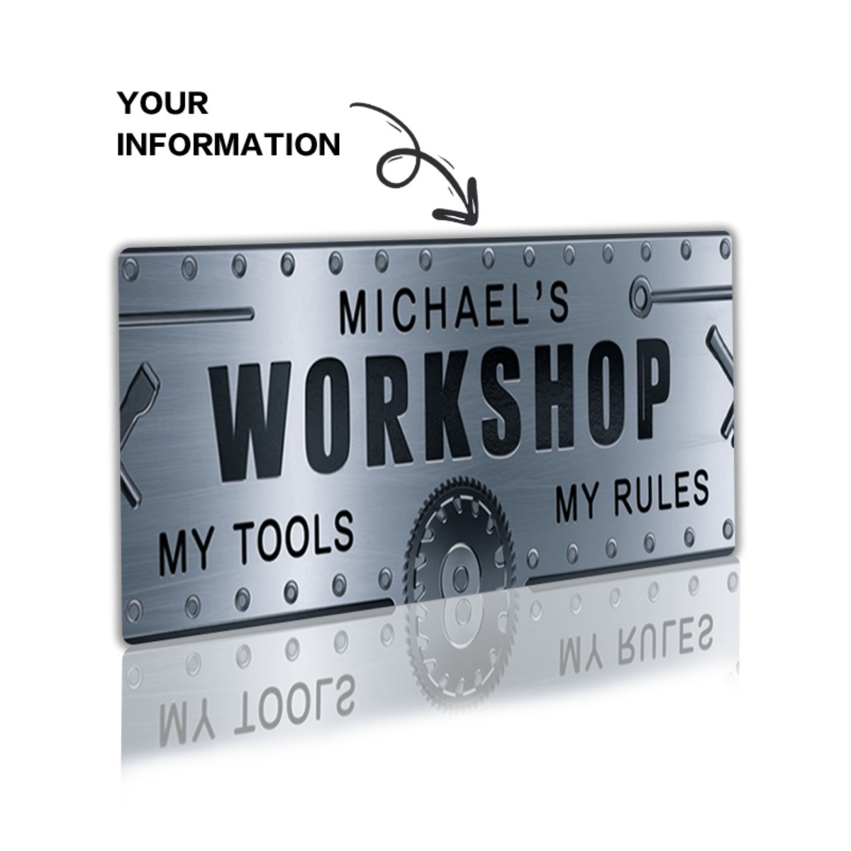 Placa de Alumínio Personalizad - Workshop Tools And Names avaliação e preço