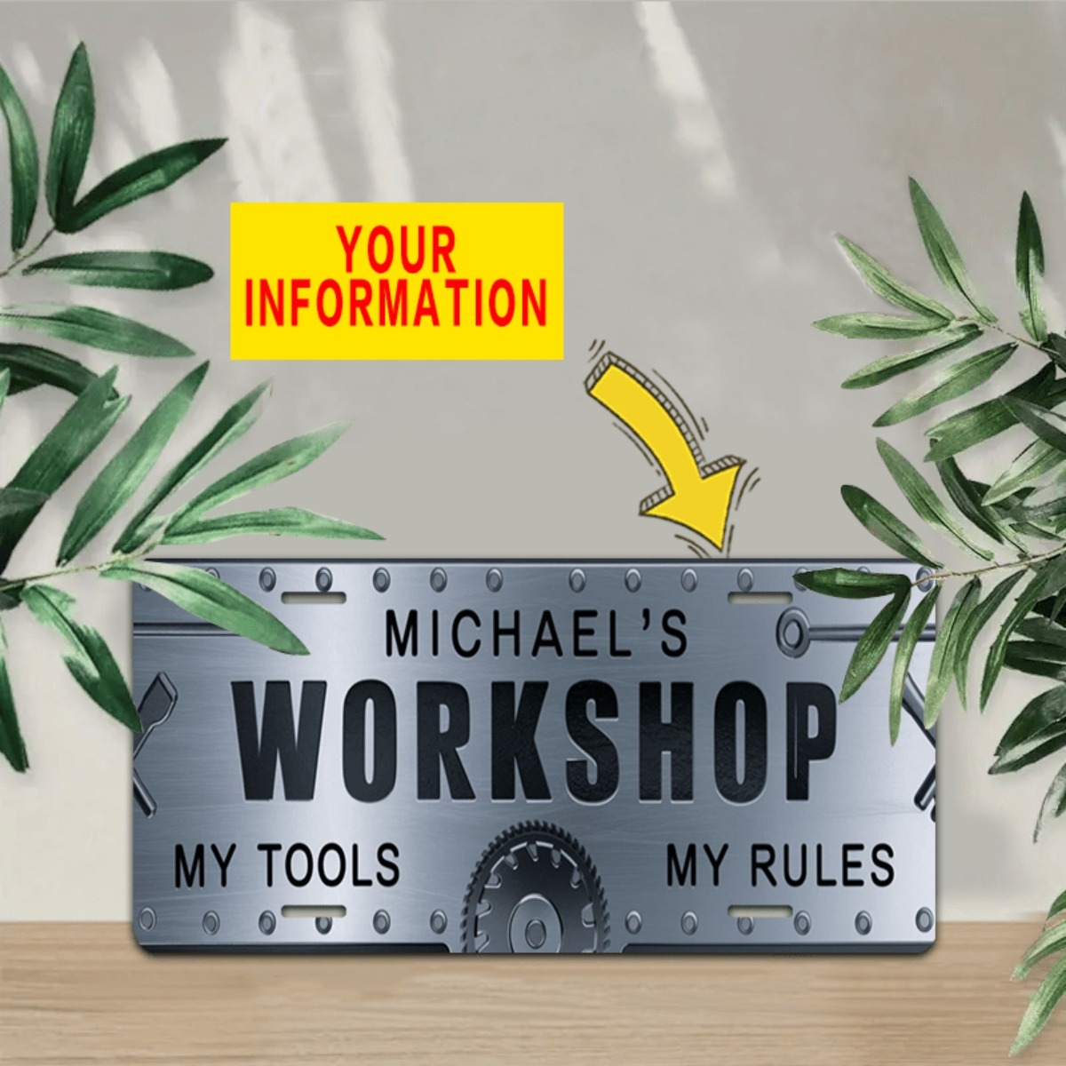 Placa de Alumínio Personalizad - Workshop Tools And Names avaliação e preço