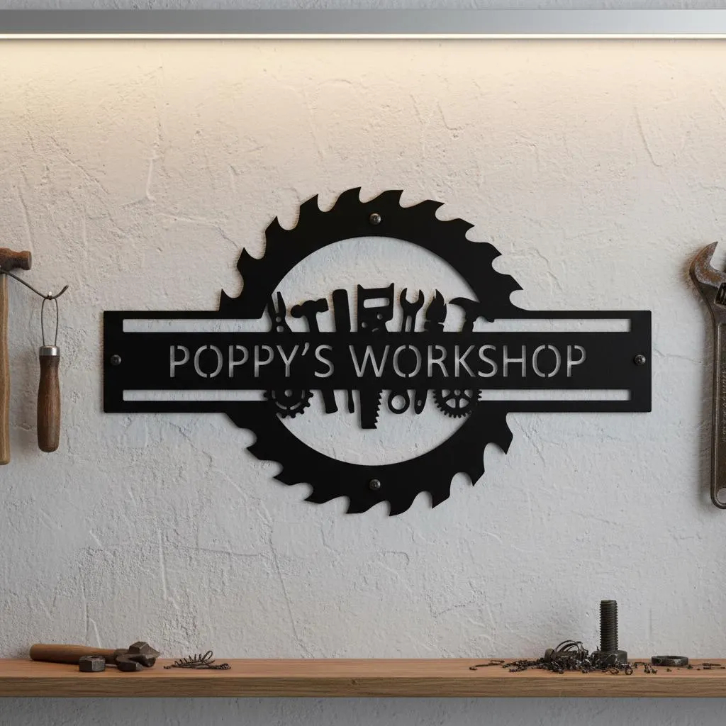 Sinal de nome de garagem perso - Workshop Tools And Names avaliação e preço