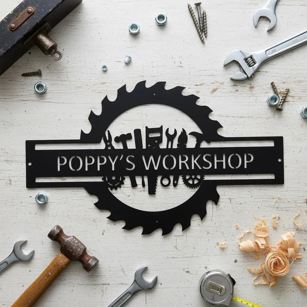Sinal de nome de garagem perso - Workshop Tools And Names avaliação e preço