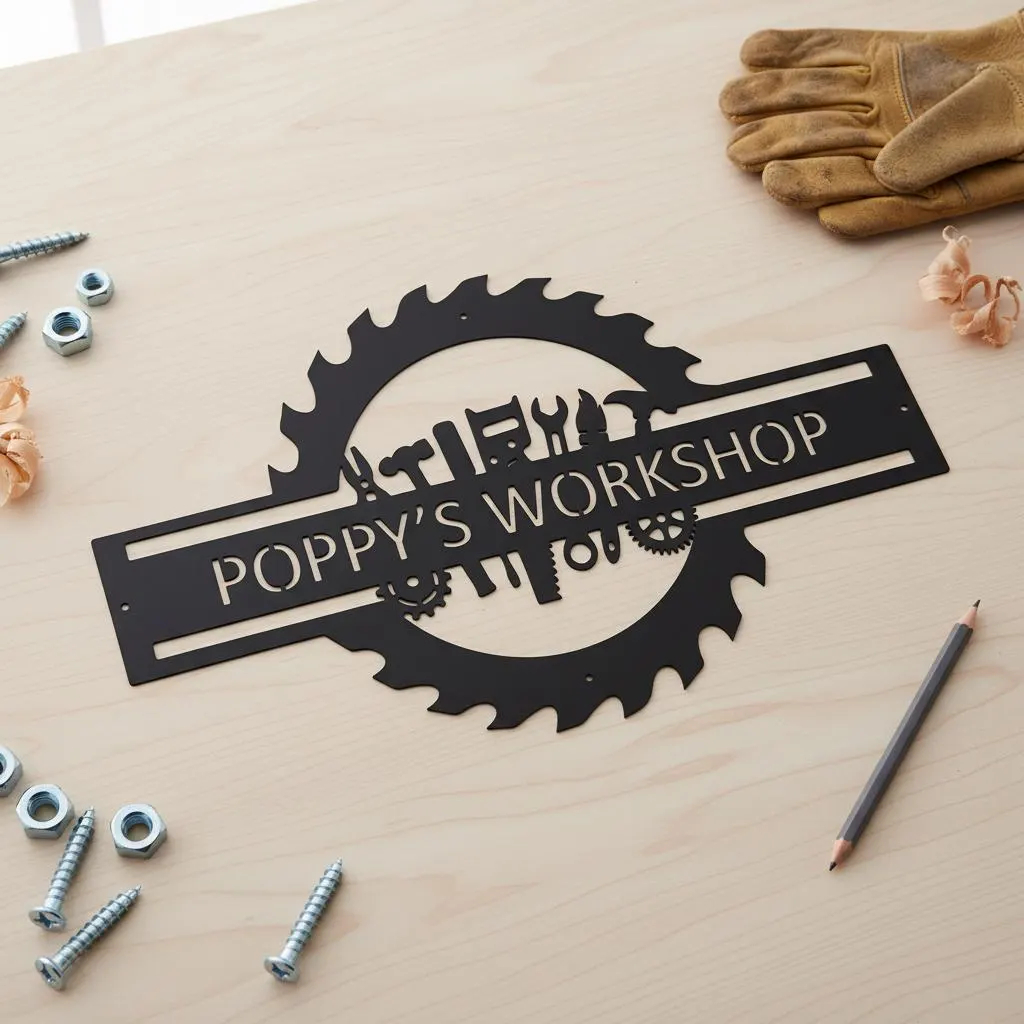 Sinal de nome de garagem perso - Workshop Tools And Names avaliação e preço